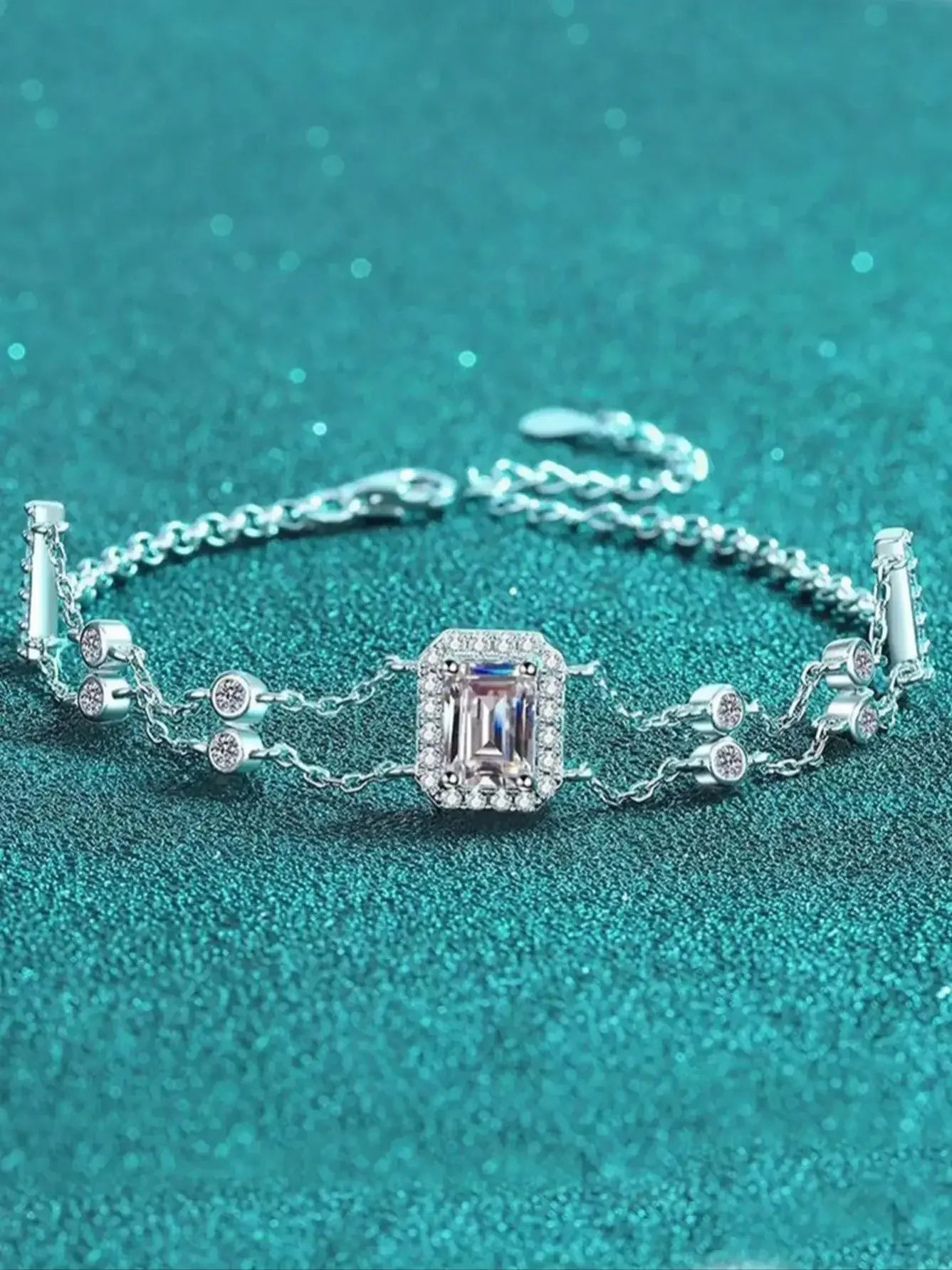 Luxury 925 Sterling Silver Bracelet for Women | 1ct VVS D Color Emerald Cut Moissanite Diamond | Perfect for Engagements, Parties, and Special Occasions