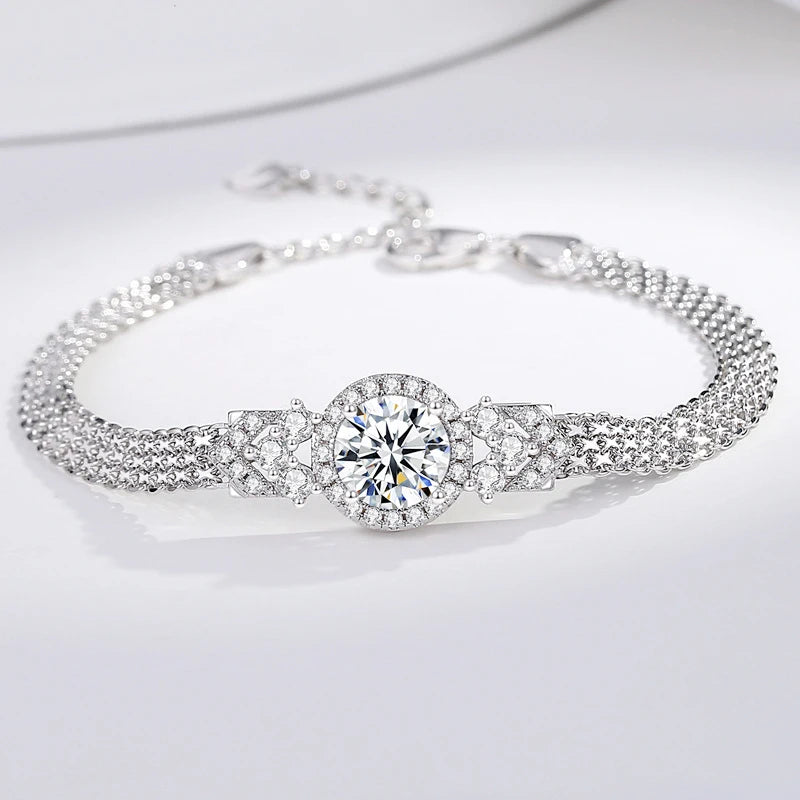 S925 Silver Moissanite Bracelet – French Gentle Style, Versatile Fashion Accessory Freya