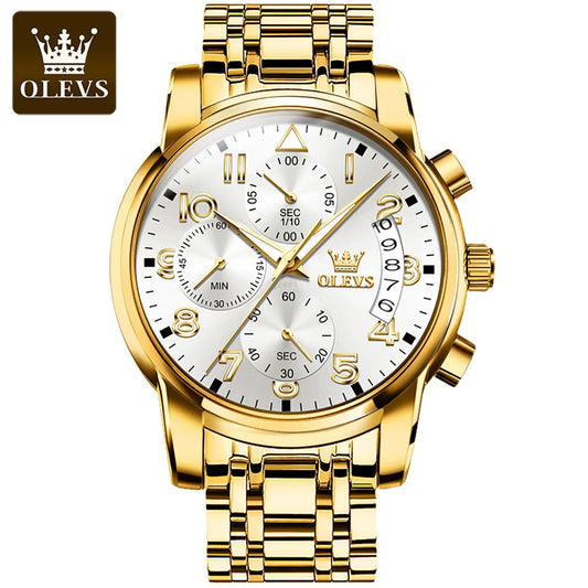OLEVS 2879 Men's Luxury Watch - Classic Roman Dial, Quartz Waterproof Wristwatch with Luminous Features