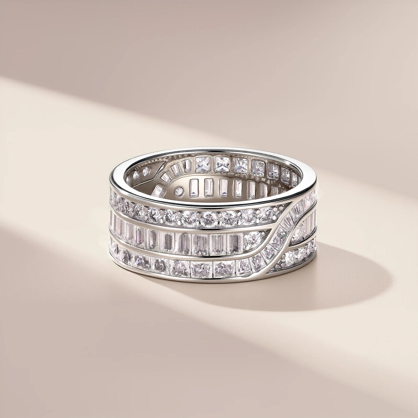 3.24 CTW Full Moissanite Ring – S925 Sterling Silver 14K Gold Plated, GRA Certified Hip Hop Design