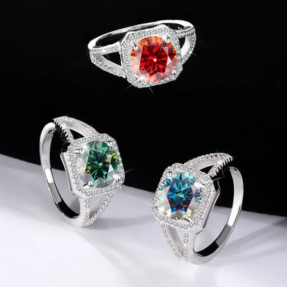 3CT VVS D Color Moissanite Ring for Women – Luxury S925 Sterling Silver Double Row Engagement Band Zirella