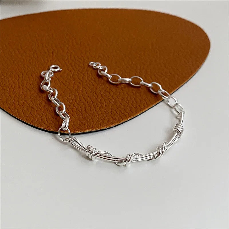 Vintage 925 Sterling Silver Braided Chain Bracelet for Women Isil