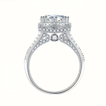925 Sterling Silver Moissanite Round Ring for Women Damia