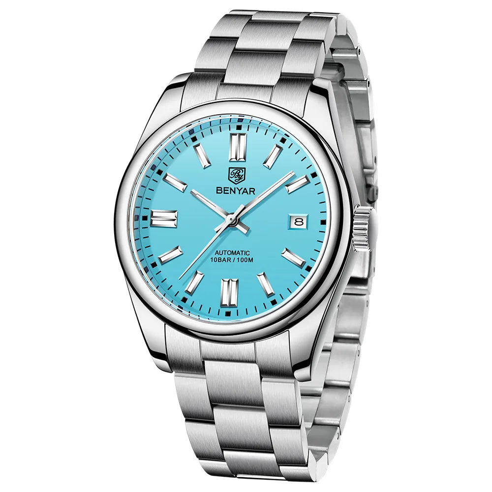BENYAR 5185 Automatic Mechanical Watch for Men – 39mm Stainless Steel Waterproof Men’s Wristwatch