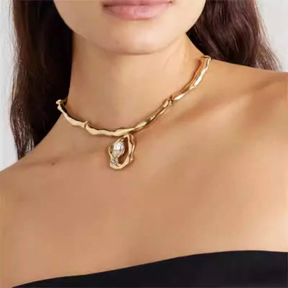 18K Gold Plated Crystal Geometric Necklace Set for Women – Luxury Statement Collar Necklace, Romantic Fashion Jewelry Alicia