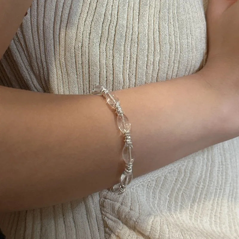 Handmade 925 Sterling Silver Crystal Beaded Bracelet for Women Sare