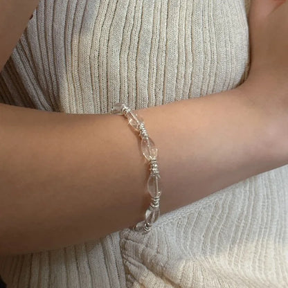 Handmade 925 Sterling Silver Crystal Beaded Bracelet for Women Sare