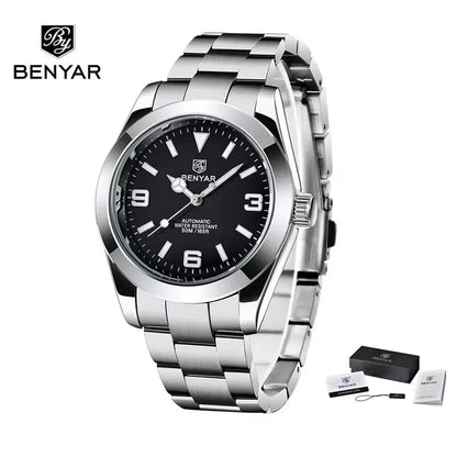 BENYAR 5177 Automatic Watch for Men – 50M Waterproof Stainless Steel Luxury Business Sports Wristwatch