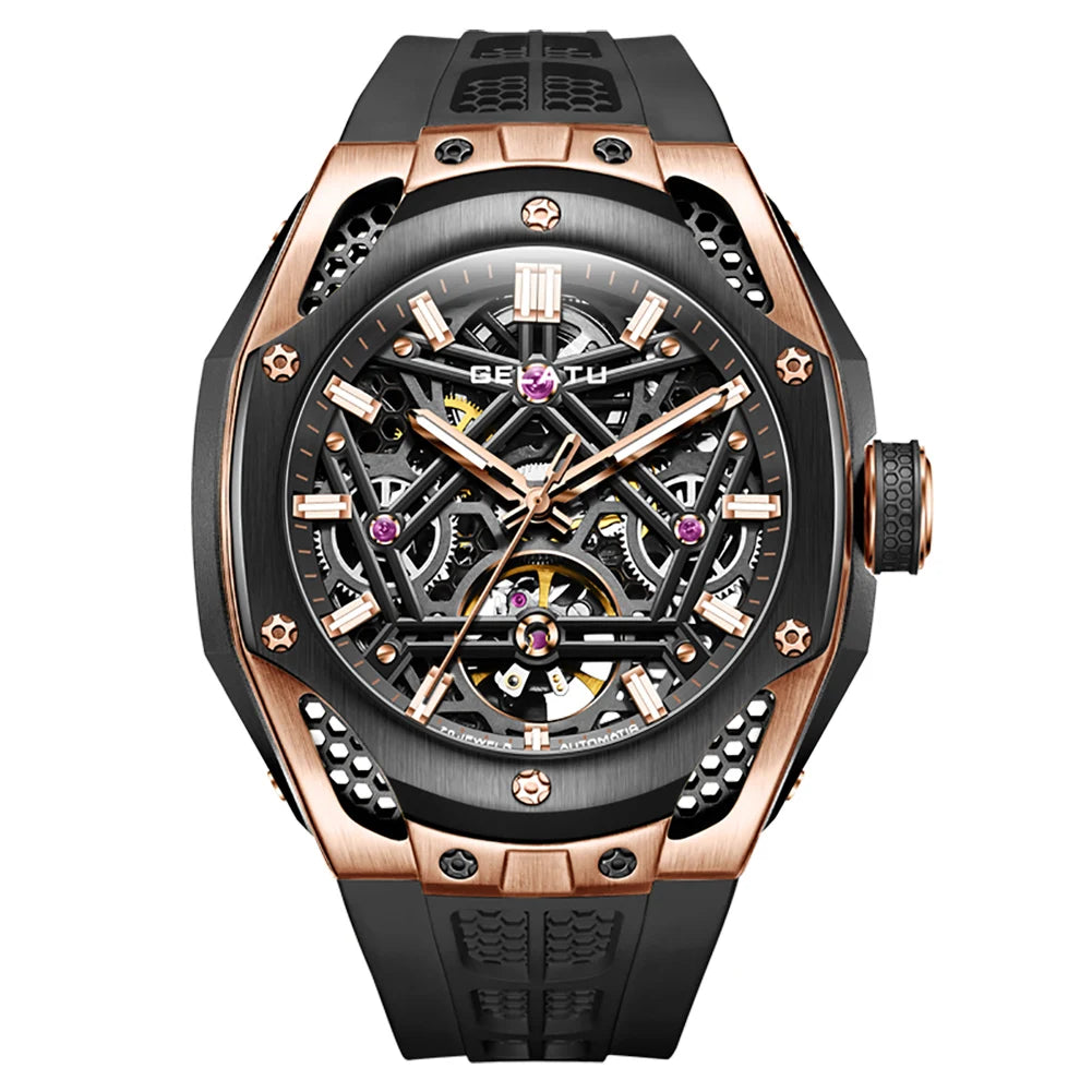 GELATU 6008 Skeleton Tourbillon Automatic Watch – Stainless Steel Mechanical Timepiece Stanis
