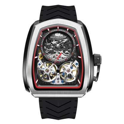 Luxury Double Flying Wheel Automatic Mechanical Watch for Men – Irregular Hollow Dial, Supercar Gear Design, Personalized Statement Timepiece Onur