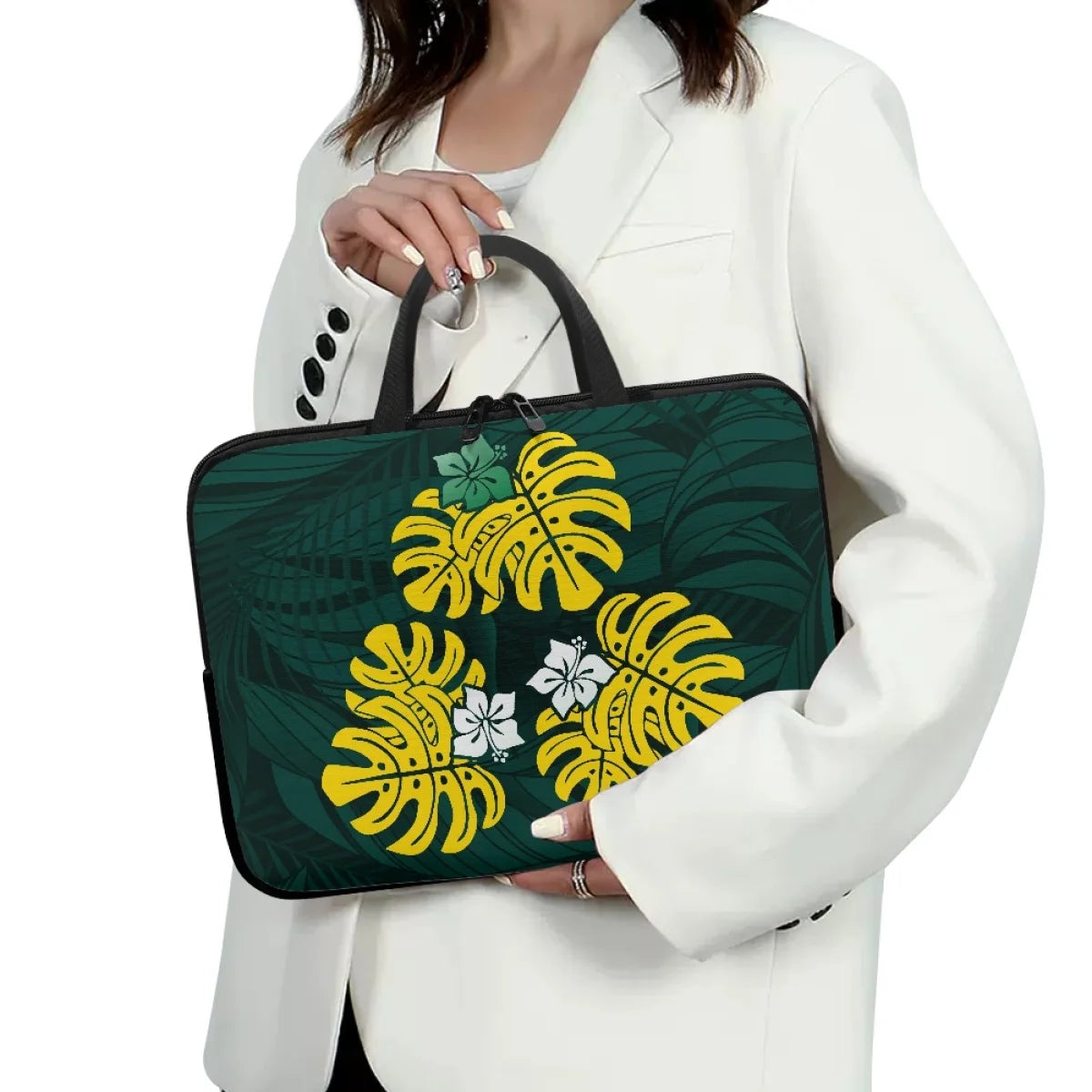 2026 New Hawaiian Tropical Print Laptop Bag – Custom Large Capacity Polyester Laptop Case in Various Sizes