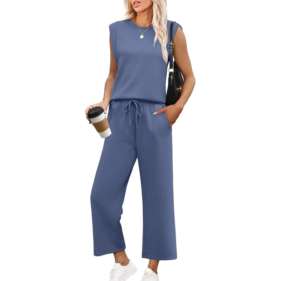 Women’s Casual 2 Piece Lounge Set – Oversized Sleeveless Tank Top & Loose Pants for Spring Summer Fall Marabella