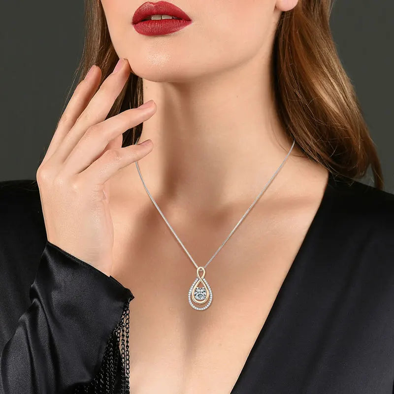 3 Carat (9mm) Moissanite Solitaire Pendant Necklace – S925 Sterling Silver, Brilliant Diamond-Like Sparkle Elvan