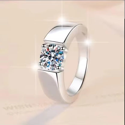 Hip Hop Luxury 0.5-2 Carat VVS Moissanite Men’s Ring – D Color Full Diamond Look, Solid 925 Sterling Silver Ilias
