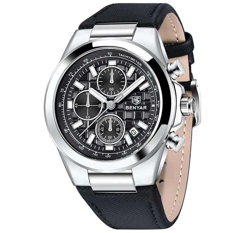 BENYAR 5206 Men’s Luxury Chronograph Watch – Waterproof Quartz Sports Wristwatch with Calendar