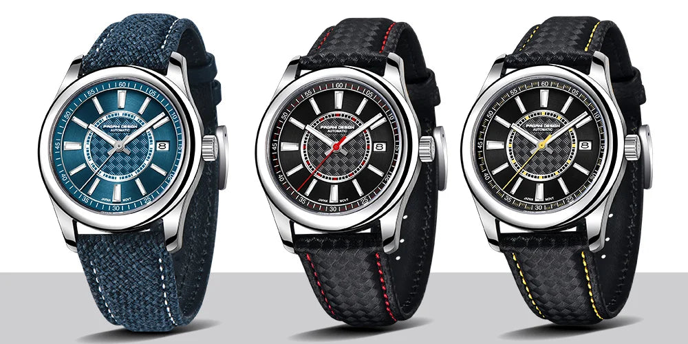 PAGANI DESIGN 1778 Men's Automatic Mechanical Watch – NH35A Movement, Sapphire Crystal, 100M Waterproof, Braided & Leather Strap