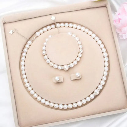Handmade Freshwater Cultured Pearl Jewelry Set for Women – Elegant Bracelet & Stud Earrings, Wedding & Party Gift