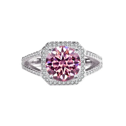 3CT VVS D Color Moissanite Ring for Women – Luxury S925 Sterling Silver Double Row Engagement Band Zirella