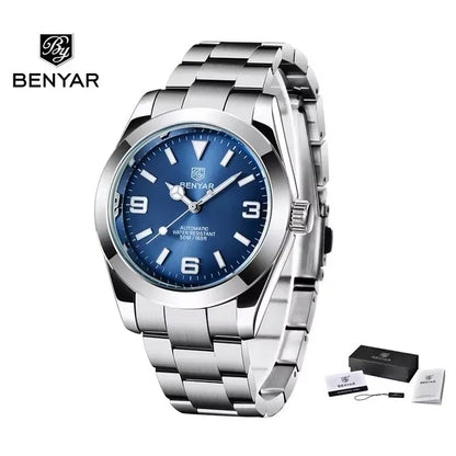 BENYAR 5177 Automatic Watch for Men – 50M Waterproof Stainless Steel Luxury Business Sports Wristwatch