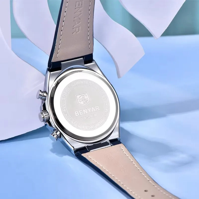 BENYAR 5206 Men’s Luxury Chronograph Watch – Waterproof Quartz Sports Wristwatch with Calendar