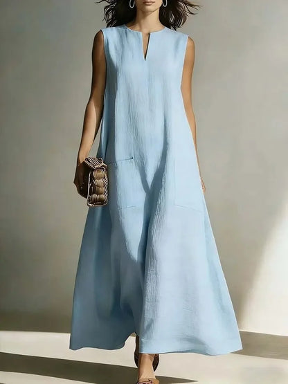 Women’s Summer Sleeveless A-Line Maxi Dress – Loose Fit Long Casual Dress Angelica