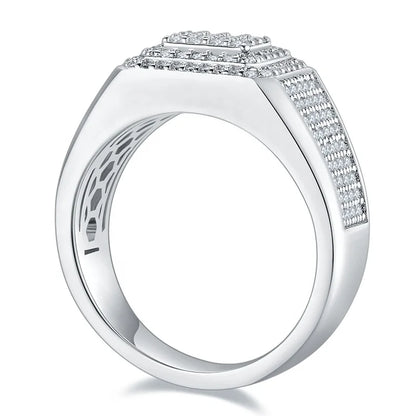 Hip Hop Iced Out Moissanite Ring for Men – 925 Sterling Silver D Color VVS1 Round Brilliant Cut Stefanos