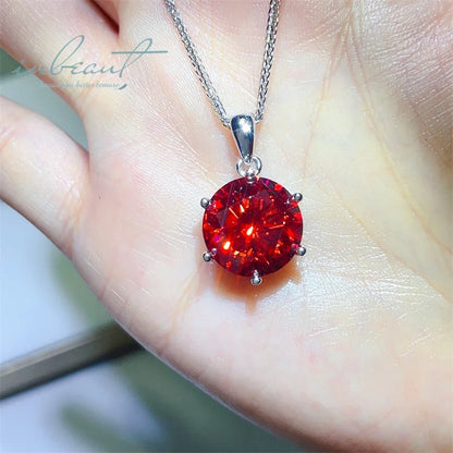 925 Sterling Silver 20Ct Brilliant Cut Red Moissanite Jewelry Set – Ring, Earrings & Necklace for Women Margarette