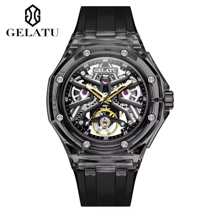 GELATU 8002 Men’s Automatic Mechanical Watch – Transparent Skeleton Dial, Waterproof Sport Design 2025 Samwell