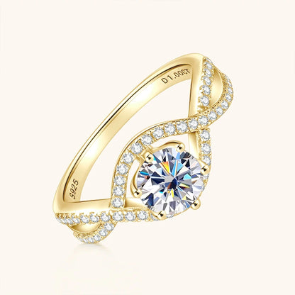 1ct 6.5mm Moissanite Engagement Ring – 925 Sterling Silver Six Prong Infinity Twist Shank Wedding Ring for Women Talisa