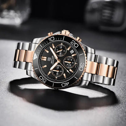 BENYAR S002 Square Luxury Men’s Quartz Watch – Stainless Steel Band, Citizen Movement