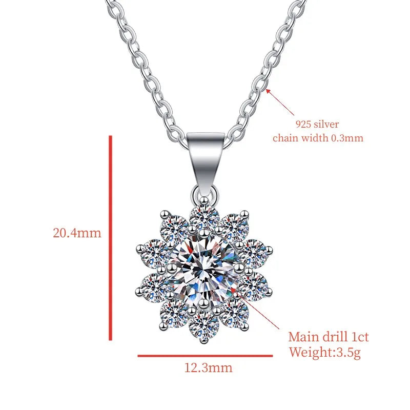 GRA Certified VVS1 Moissanite Sunflower Jewelry Set in 925 Sterling Silver – Fine Fashion Gift for Women Analie