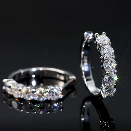 2.0CT D Color VVS1 Brilliant Round Cut Moissanite Lab‑Grown Diamond 925 Sterling Silver Huggie Hoop Earrings for Women & Men