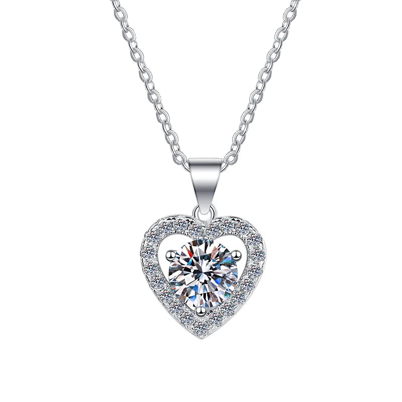 GRA Certified VVS1 Moissanite Heart Jewelry Set – 925 Sterling Silver Fine Fashion Gift for Women Darlene