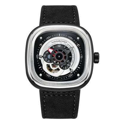 MIYOTA Automatic HANBORO Men’s Luxury Square Watch – Stainless Steel Case, Leather Strap, Luminous Dial, Folding Clasp Mechanical Wristwatch Yusuf