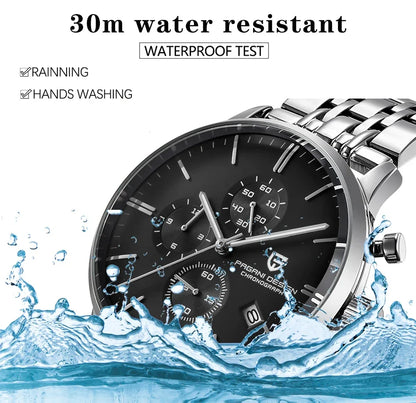 PAGANI DESIGN 2720 Men’s Sports Chronograph Watch – Quartz Business & Fashion Leather Strap Wristwatch