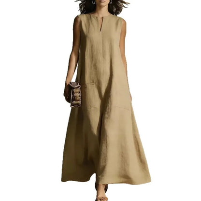 Women’s Summer Sleeveless A-Line Maxi Dress – Loose Fit Long Casual Dress Angelica