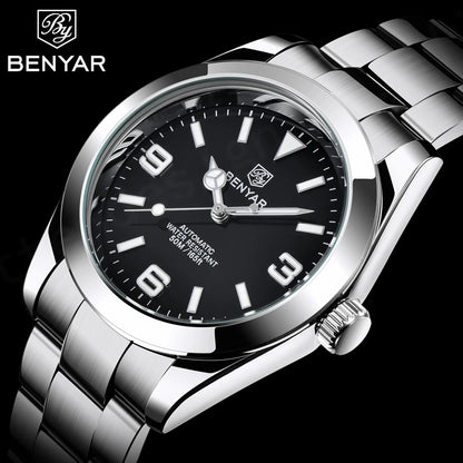 BENYAR 5177 Automatic Watch for Men – 50M Waterproof Stainless Steel Luxury Business Sports Wristwatch