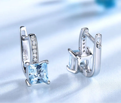 925 Sterling Silver Jewelry Set for Women – Nano Aquamarine & Sky Blue Topaz Ring, Pendant Necklace & Stud Earrings Alice