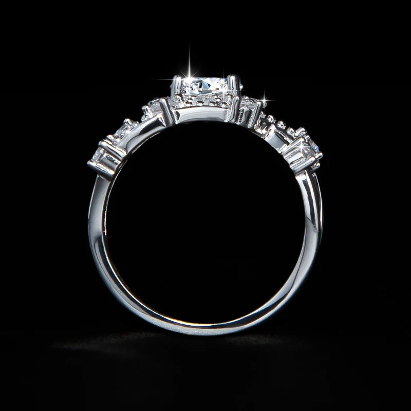 1 Carat Moissanite Ring for Women – S925 Silver Flower Vine Design Band