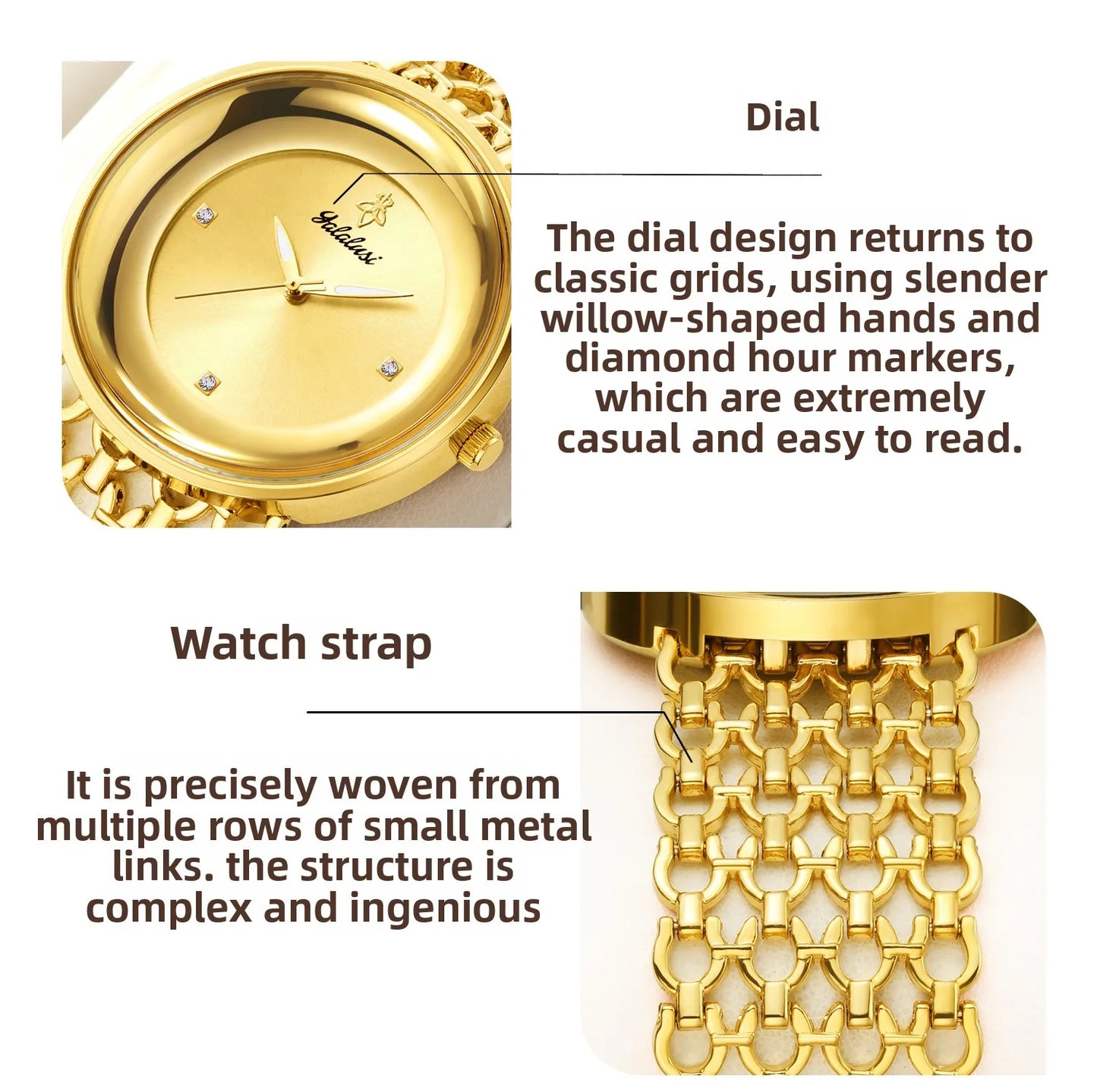 Orimart Luxury Women’s Quartz Watch – Vintage Dial, Rhinestone Accents, Hollow Alloy Strap, 30M Water Resistant Aeriselle
