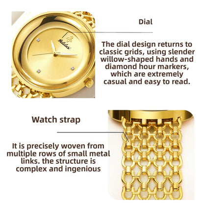 Orimart Luxury Women’s Quartz Watch – Vintage Dial, Rhinestone Accents, Hollow Alloy Strap, 30M Water Resistant Aeriselle