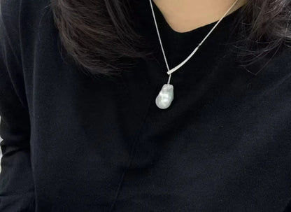14K White Gold Filled Baroque Freshwater Pearl Y Necklace – Natural Irregular Pearl Choker for Women (With Certificate) Ivyra