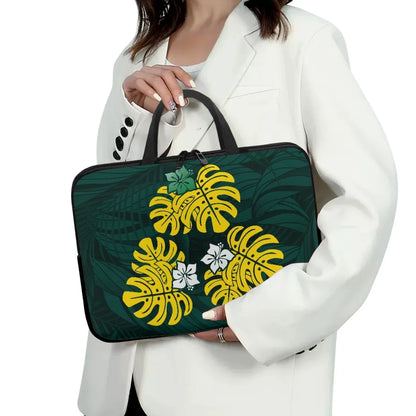 2026 New Hawaiian Tropical Print Laptop Bag – Custom Large Capacity Polyester Laptop Case in Various Sizes