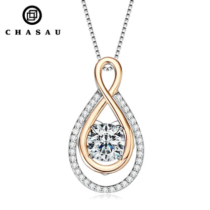 3 Carat (9mm) Moissanite Solitaire Pendant Necklace – S925 Sterling Silver, Brilliant Diamond-Like Sparkle Elvan