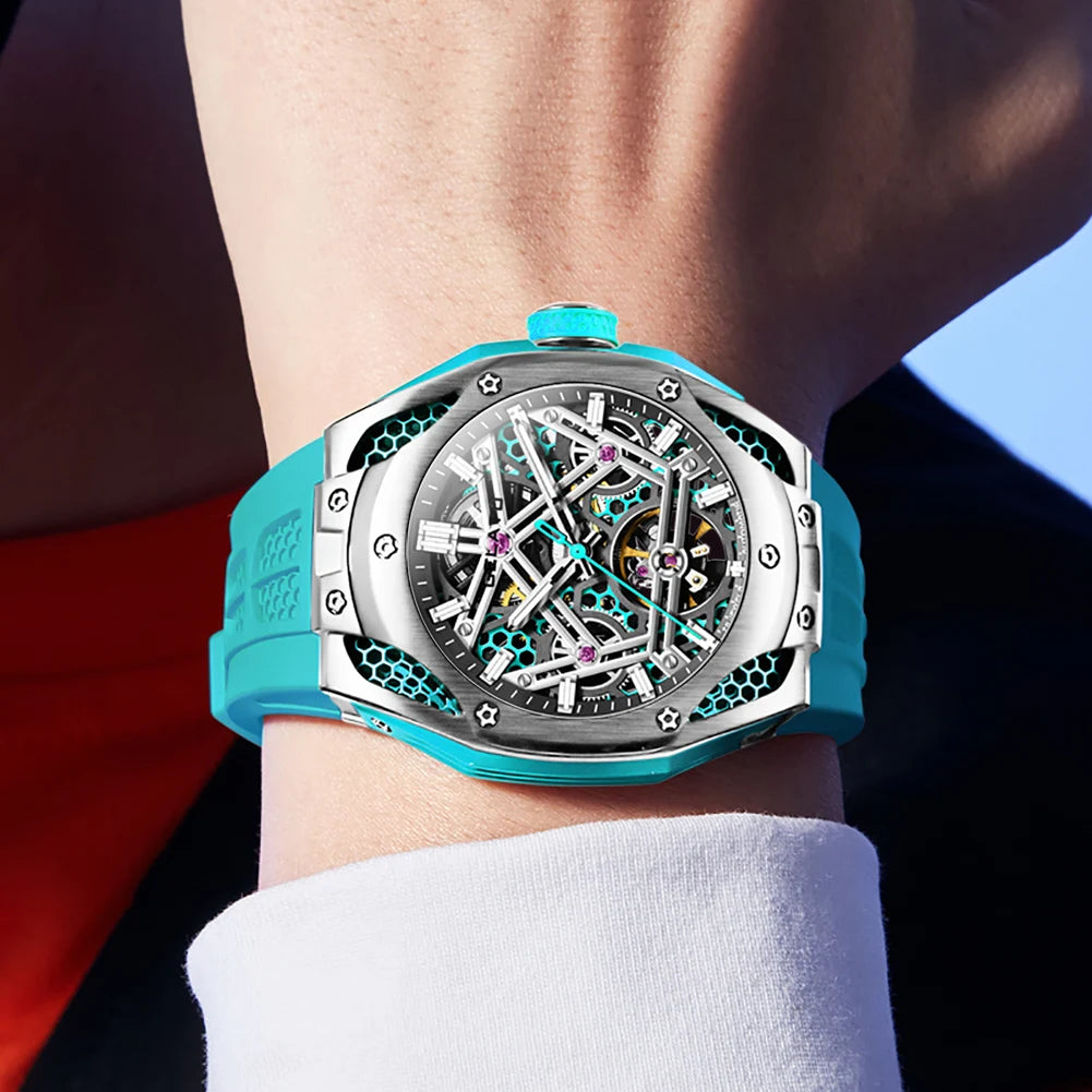 GELATU 6008 Skeleton Tourbillon Automatic Watch – Stainless Steel Mechanical Timepiece Stanis