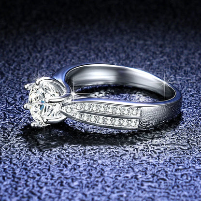 GRA Certified Moissanite Engagement Ring – 925 Sterling Silver, D Color VVS Ceren
