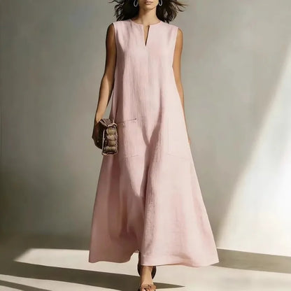 Women’s Summer Sleeveless A-Line Maxi Dress – Loose Fit Long Casual Dress Angelica