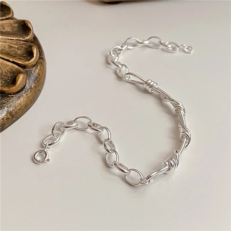 Vintage 925 Sterling Silver Braided Chain Bracelet for Women Isil