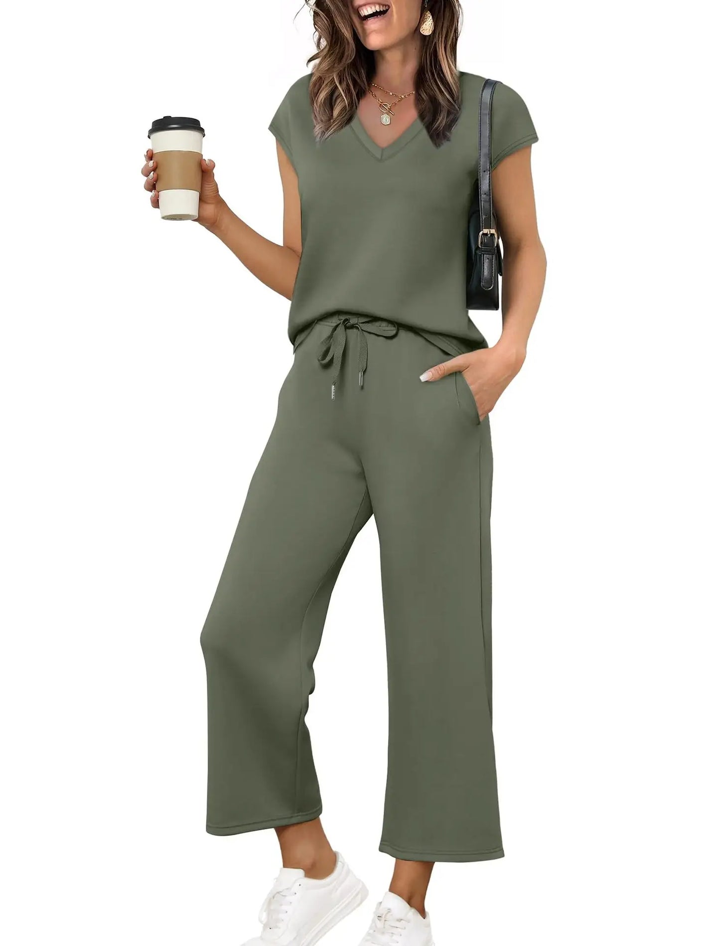 Women’s Casual 2 Piece Lounge Set – Oversized Sleeveless Tank Top & Loose Pants for Spring Summer Fall Marabella
