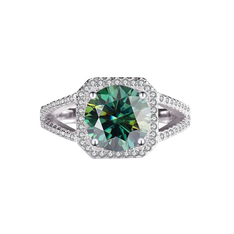 3CT VVS D Color Moissanite Ring for Women – Luxury S925 Sterling Silver Double Row Engagement Band Zirella